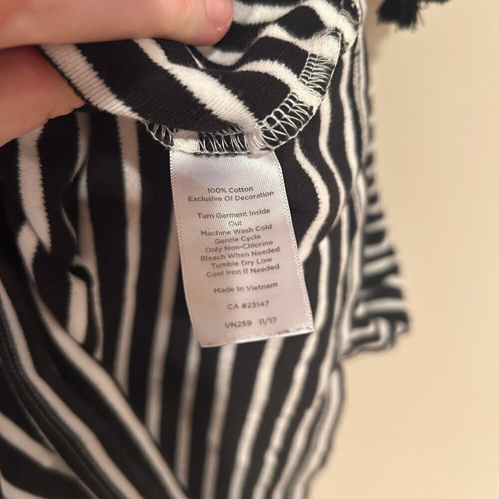 NWOT Talbots Women's XS Black & White Striped Tassel Trim Stretch Knit Dress - Picture 6 of 8